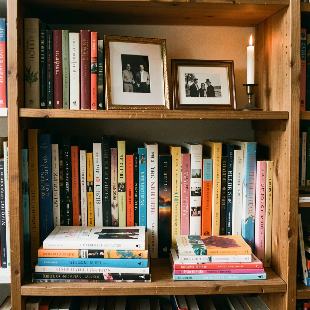 Bookshelf with decorative objects and accessories